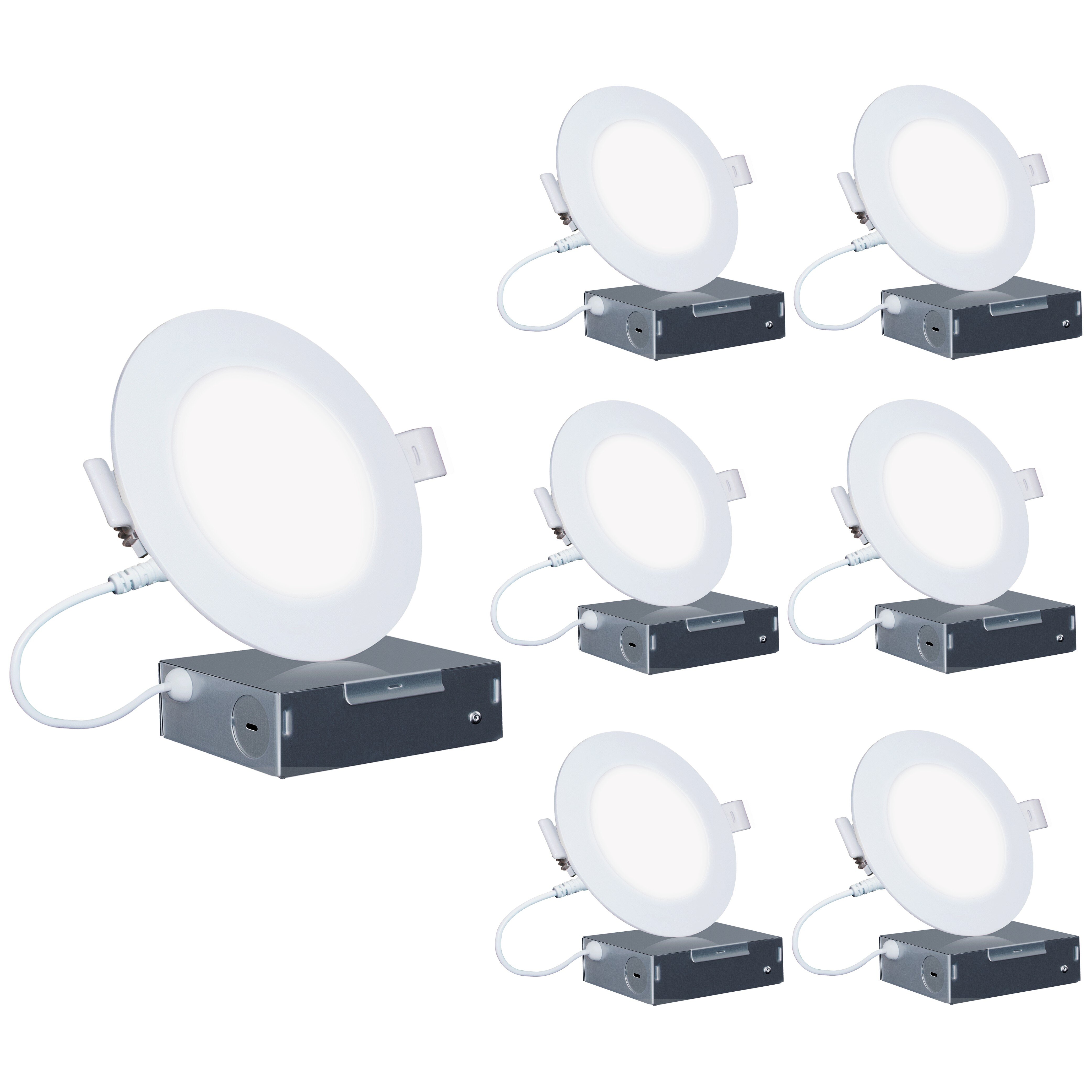 Luxrite 12 Pack 6 Ultra Thin LED Recessed Light with J-Box 12W 5