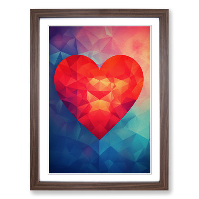 Love Heart Geometric - Framed Print