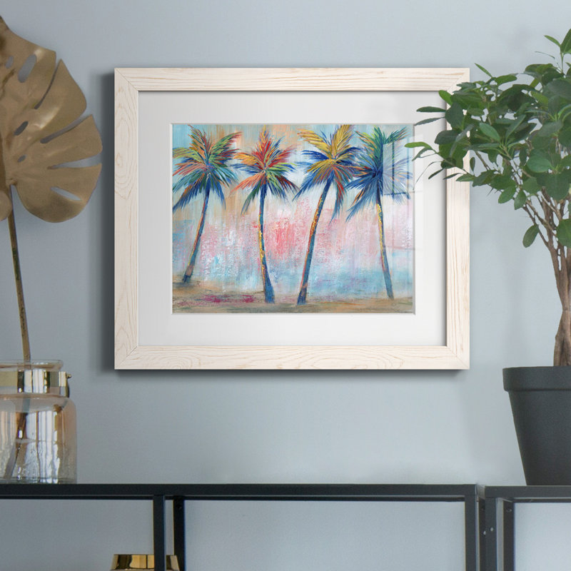 Color Pop Palms - Reproduction d'art sur papier encadrée, Papier encadré blanc, H 20 po x l 17 po x P 1,5 po