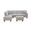 Chaise longue de 98 po de largeur et confort - Lin gris, faisant face à la gauche et canapé modulaire en tissu de lin Un attrait traditionnel en mousse-1677031674
