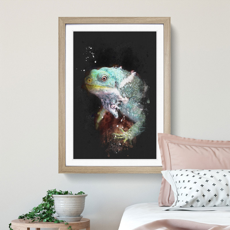 Fiji Iguana - Framed Print, Oak Framed, 45cm H x 33cm W x 2cm D