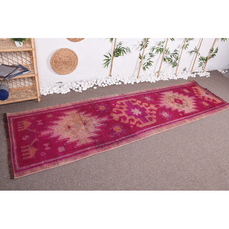 Tapis de couloir 2,9 x 10 pi, tapis modernes, tapis rétro, tapis turcs, tapis rose antique