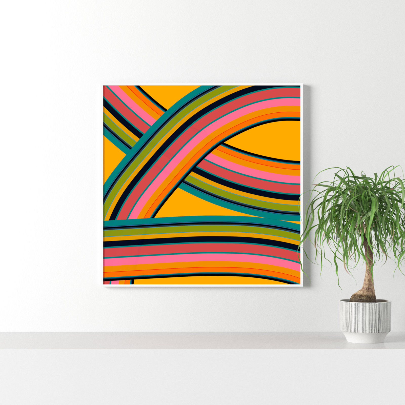 Twist Series I "Fiesta Twist" Print, White, 36" H x 36" W x 1.25" D