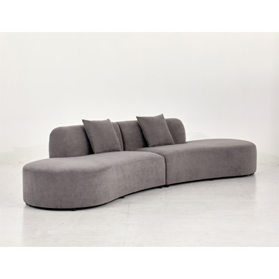 132" Curved Sofa With Throw Pillows