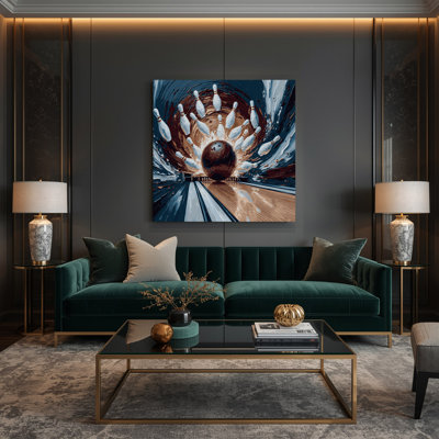 Sports Bowling Gray Canvas Wall Art