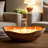 Indoor Mango Wood Wax Candle Bowl with Handcarved Organic Shape and Multi-Wick Design for Decorative Accent Display in Natural Wood Material-94259184