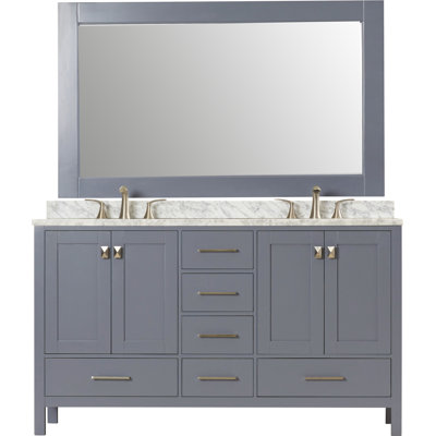 Ensemble de meuble-lavabo de salle de bain double 60 po avec miroir Carrasquillo