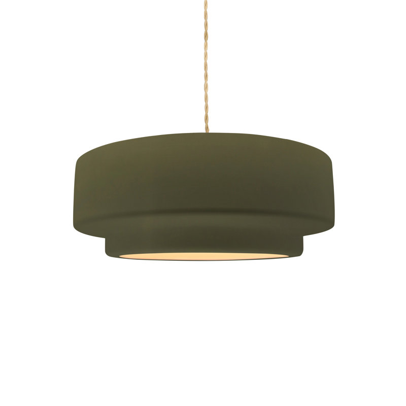 Luminaire suspendu à 1 lumière Meydan, Vert mat, Nickel brossé, H 5 po x l 12 po x P 12 po