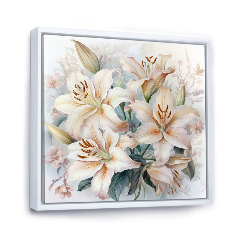 Fleur de lys II, Cadre flottant blanc, H 24 po x l 24 po x P 1 po