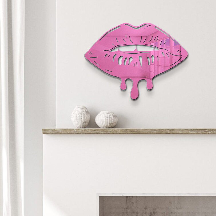 Noir and Blush Lips Round  Fashion and Glam Wall Art by The