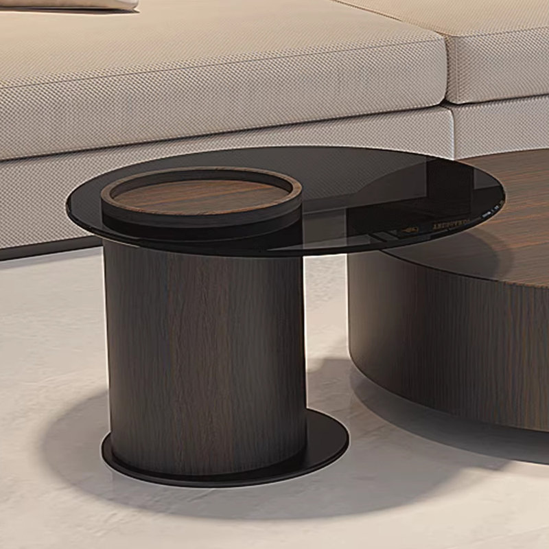 Table à thé de style italien en bois et en pierre frittée