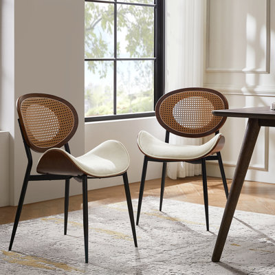  Pateley Mid-Century Modern Rattan Dinning Chair (Set of 2)