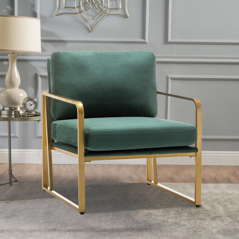 Fauteuil large de 26 po Marchant, Vert, Doré