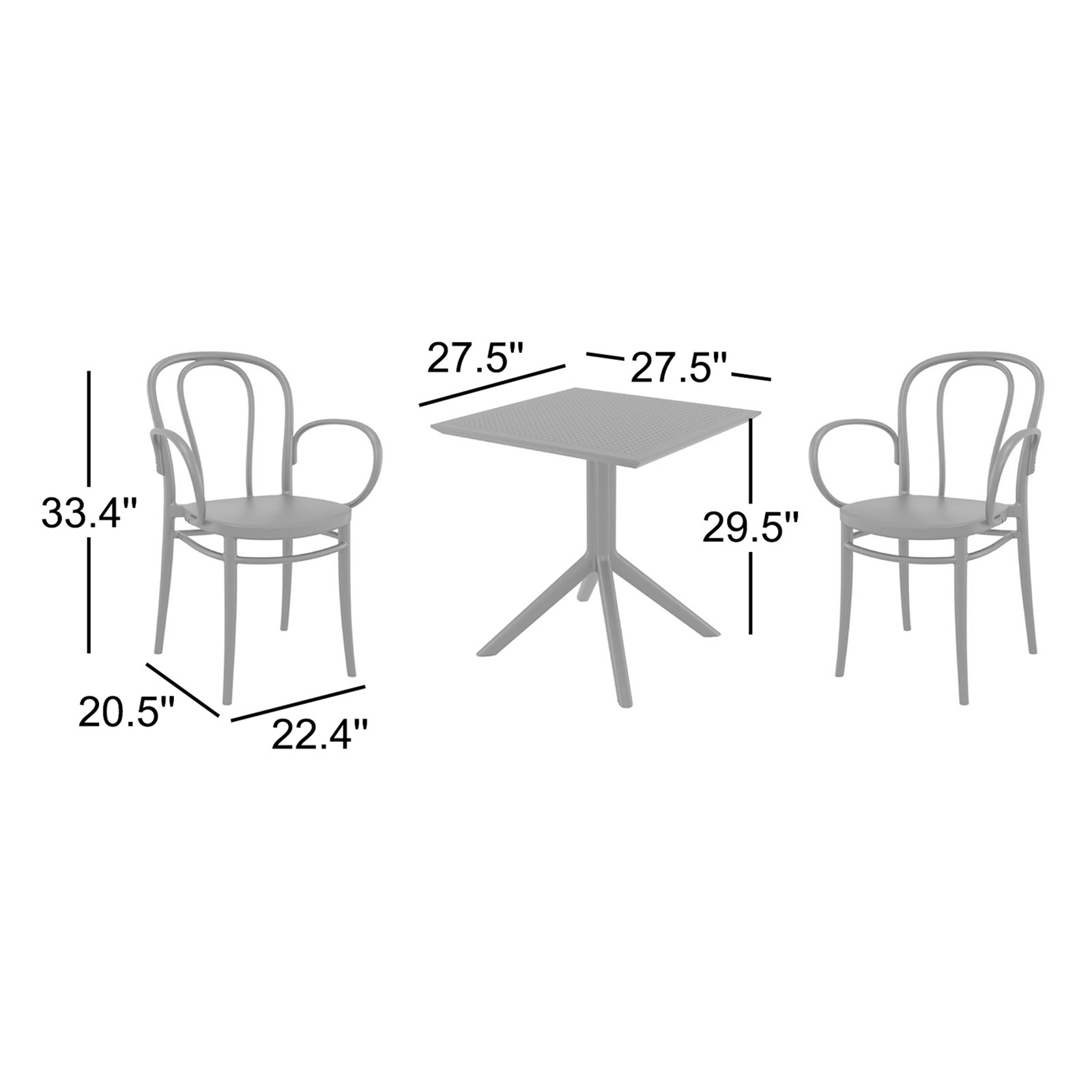 Farrah 28" Patio Bistro Set, Taupe