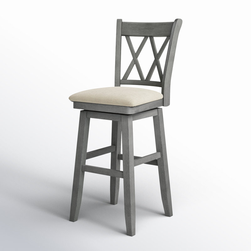Tabouret de bar et de comptoir pivotant Fortville, Tabouret de bar (siège d'une hauteur de 30,59 po), Gris antique