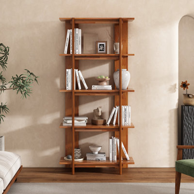Bibliothèque ouverte moderne à 4 niveaux en bois d'acacia Toran