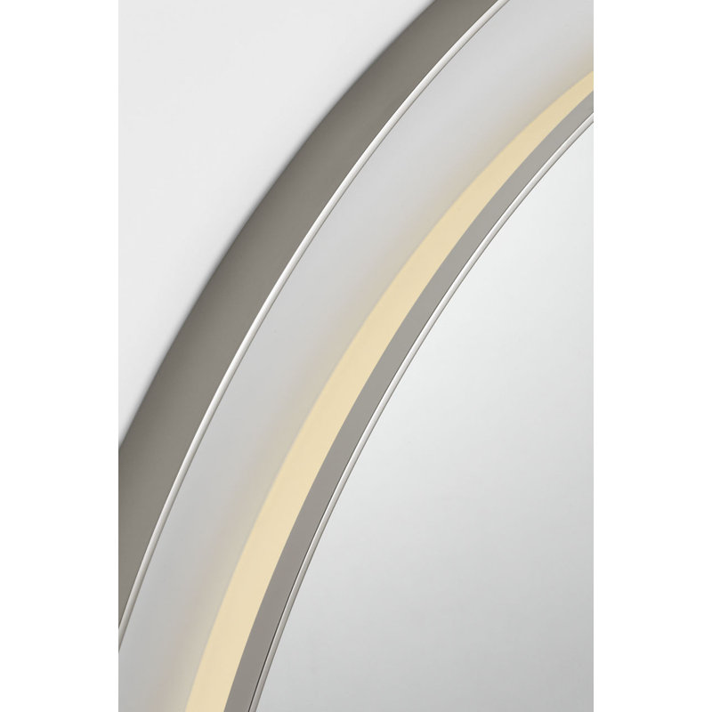 Chopin Round Illuminated Mirror, Polished Nickel, 36" H x 36" W x 1.5" D