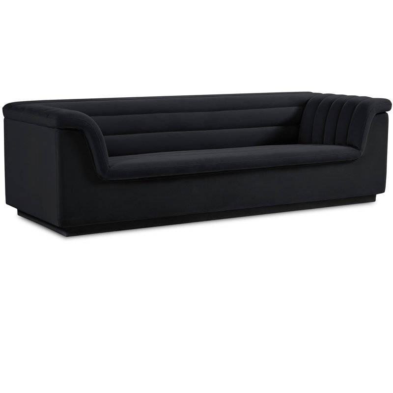Hoenack 94'' Velvet Sofa, Black Velvet