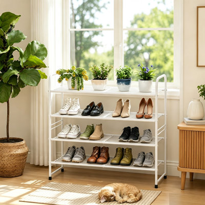 Range-chaussures à 4 étages pour 20 paires, range-chaussures empilable en métal pour garde-robe