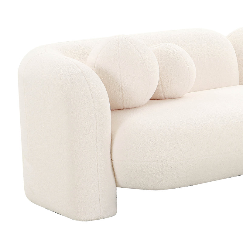 Tov Furniture Amelie Cream Faux Fur Sofa, Cream Faux Fur