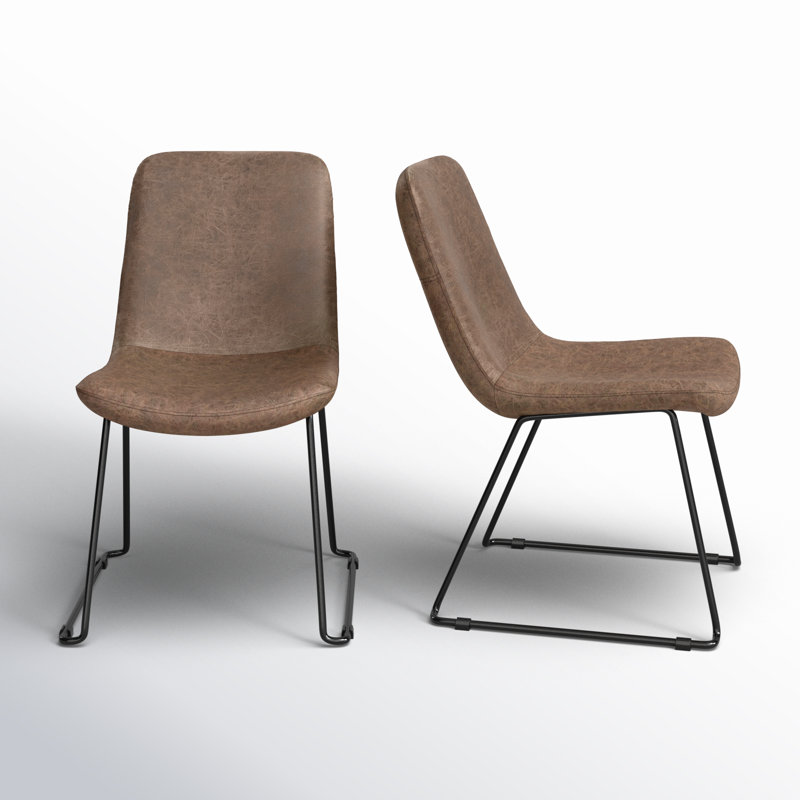 Evadine Upholstered Side Chair, Light Brown, Matte Black