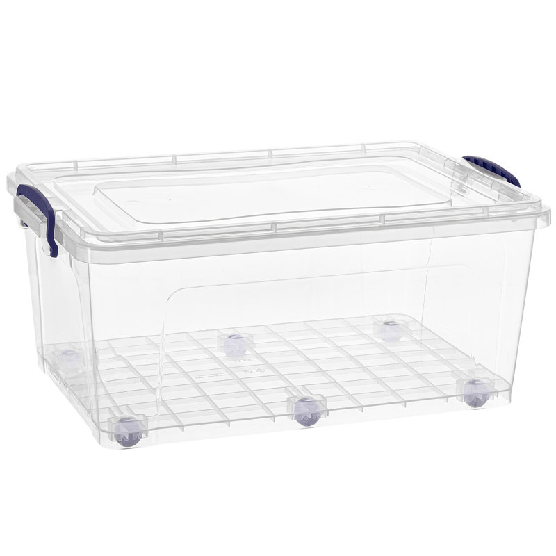 Sac de rangement en plastique transparent avec roulettes, H 9,5 po x l 14,5 po x P 21,5 po