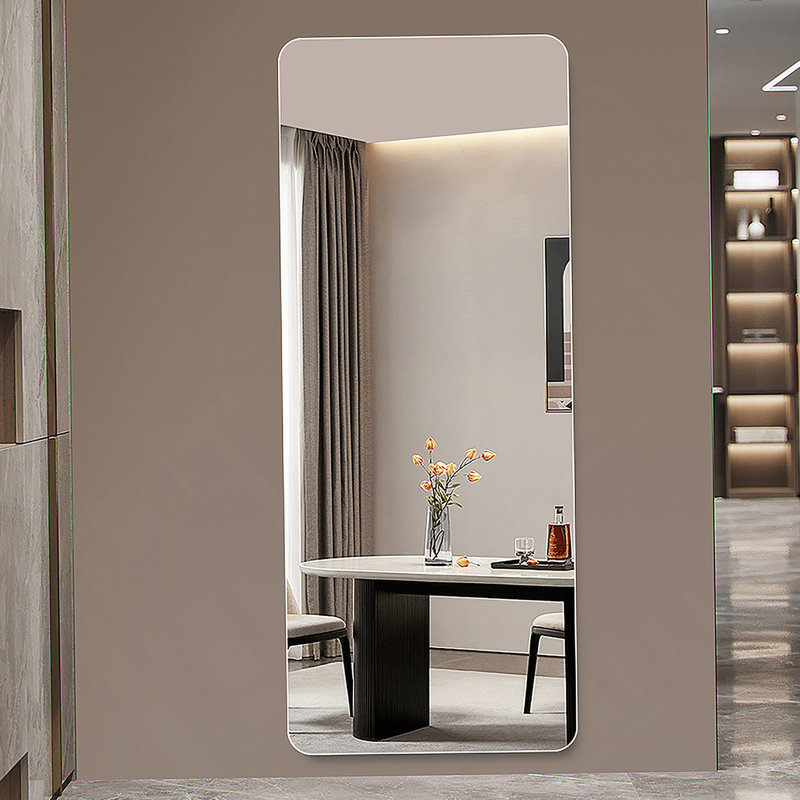 60X15inch Full Body Mirror For Living Room Bedroom Cloakroom Wall-Mounted Round-Angle Dressing Mirror  Aviation Grade Aluminum