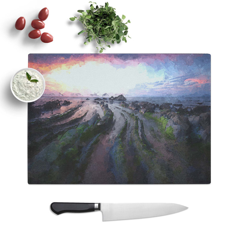 Glass Evening in Barrika Spain in Abstract Chopping Board, 39 cm W x 28.5 cm L