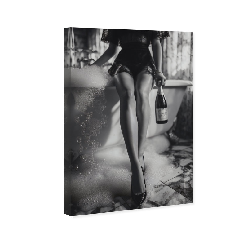 Bubbly Midnight Fashion Canvas Print by Oliver Gal, Black Frame, 10 x 15, 30"H x 45"W, Gallery Wrapped