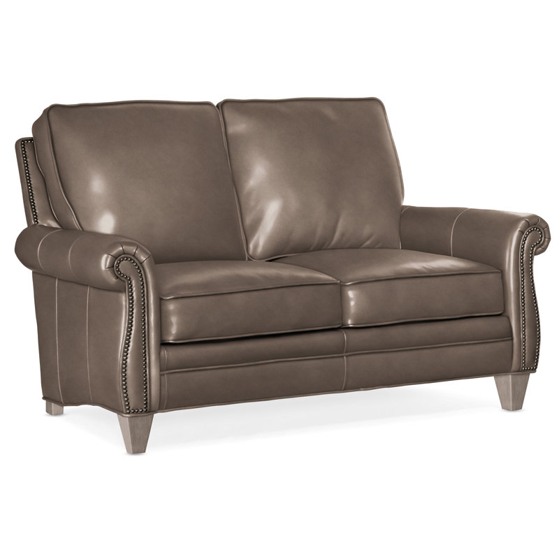 Reddish Leather Loveseat, #9 Gunmetal, Stone, Anilina Hunter Genuine Leather