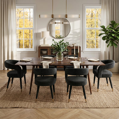Ensemble de table de salle à manger extensible 95 "pour 6 personnes avec chaises rembourrées Donelson