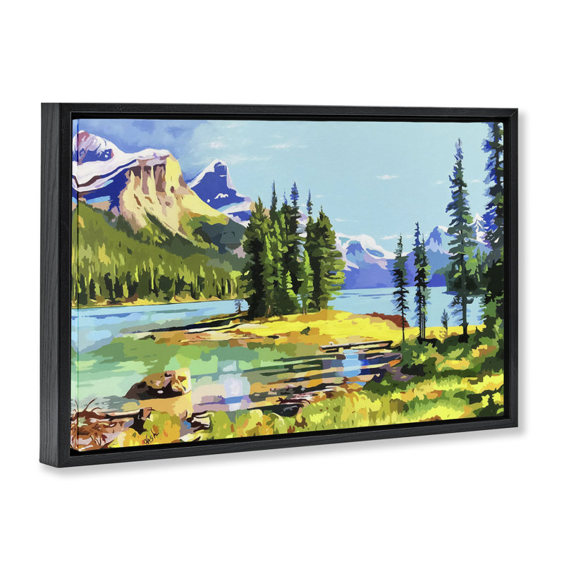 Cadre flottant Alpine Mountain Solitude, design par John Jaster, Cadre flottant noir de jais, H 21 po x l 31 po