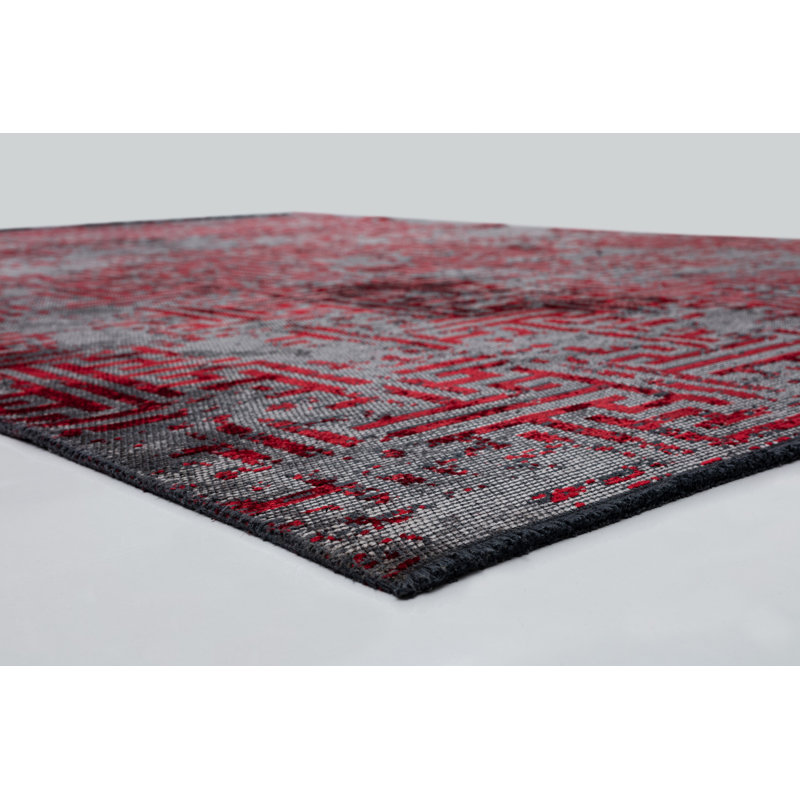 Rapture Gray/Red Luxury Area Rug, Rectangle 7'10" x 11'2"