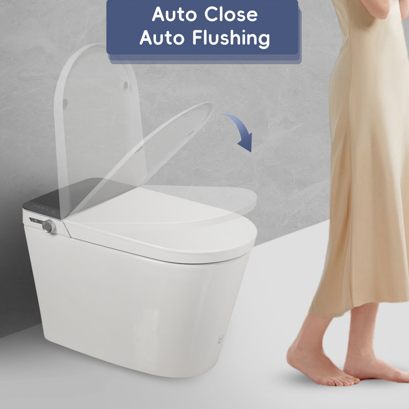 Smart Bidet Toilet, Auto - Open Lid And Flush, Wider Bidet, Warm Water Wash Air Drying, Foot Sensor Activation, Radar Sensing Distance, Washing Modes, Adjustable Temperature, , Dryer Side Memory