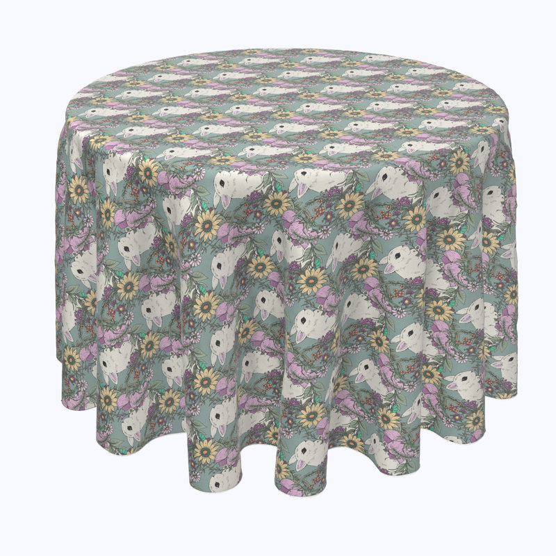 Diego Geometric Round Easter Tablecloth, 120" x 120"