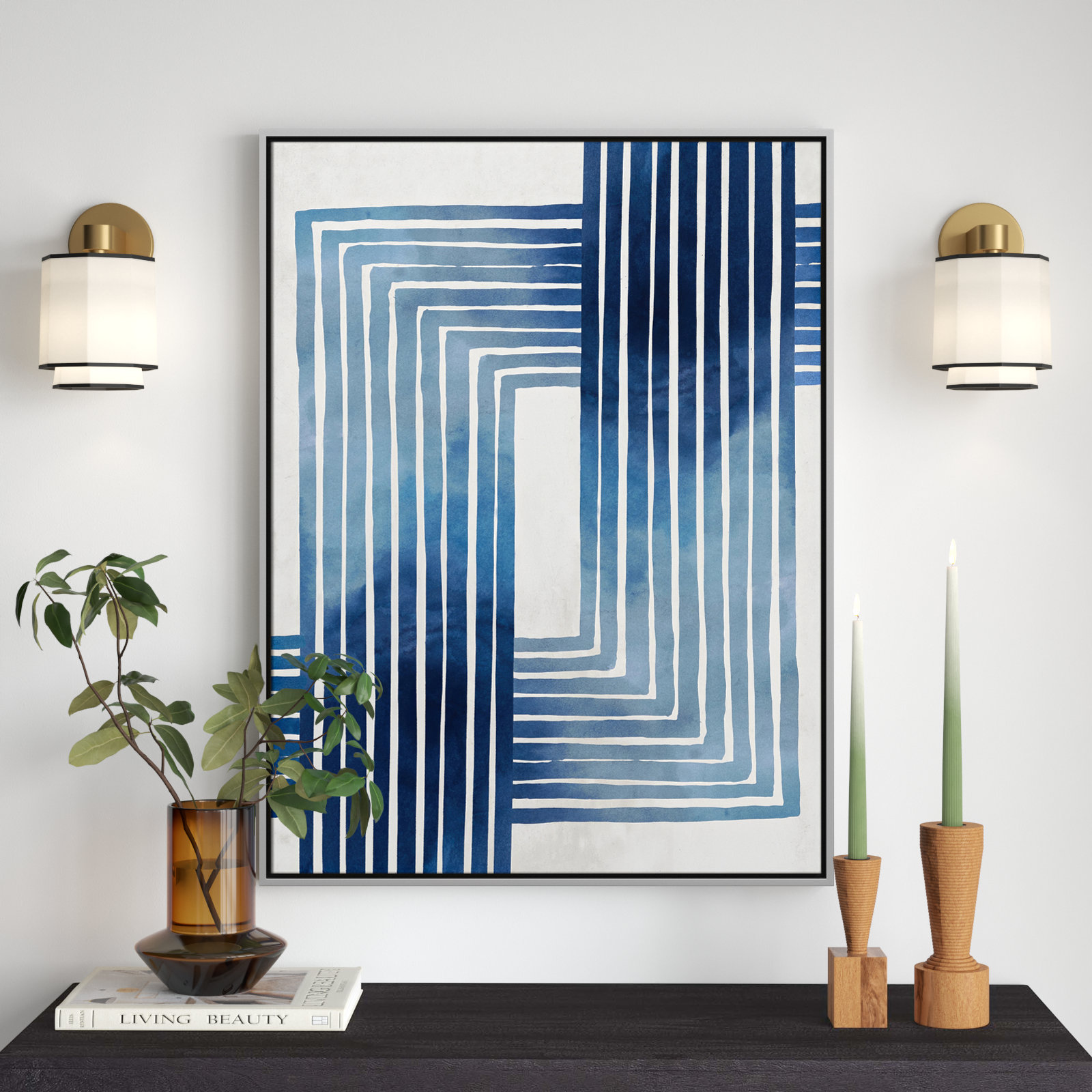 In Unison by Eva Watts - Painting Print, Silver Framed Canvas, 41.5" H x 31.5" W x 2" D