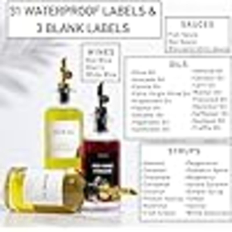 Olive Oil Dispenser Set With Silicone Tray & 40 Labels - 2 Bottles (500Ml / 17Oz) For Kitchen, Soy Sauce, Coffee Syrup, Black