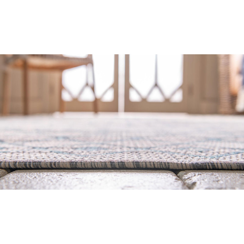 Outdoor Preen Area Rug Slate Foliage Color, Square 10'8"