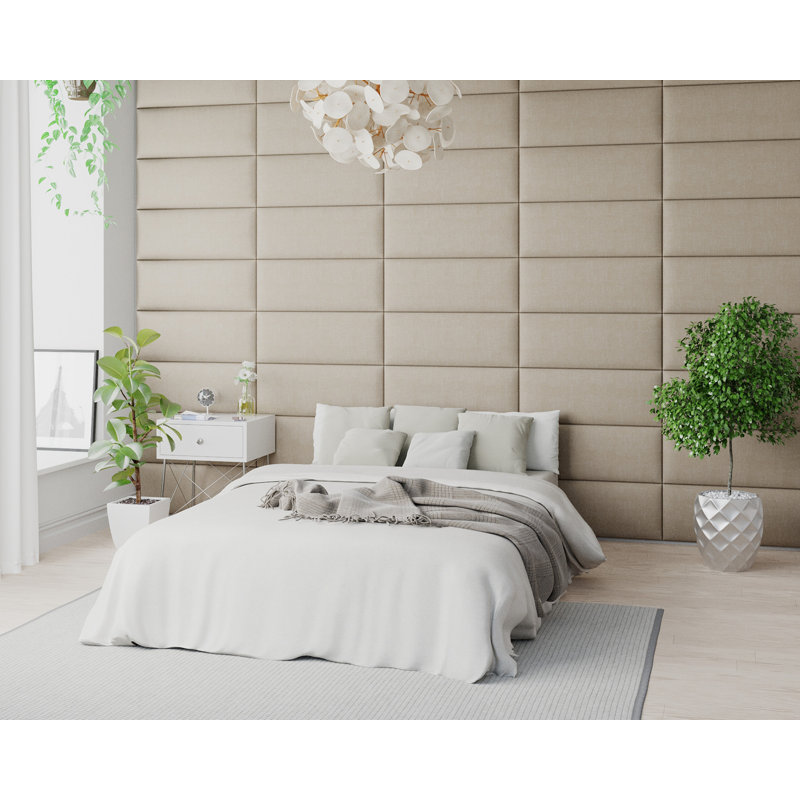 Kamaya 30 cm x 75 cm Peel and Stick Upholstered Wall Paneling in Off White, Cream