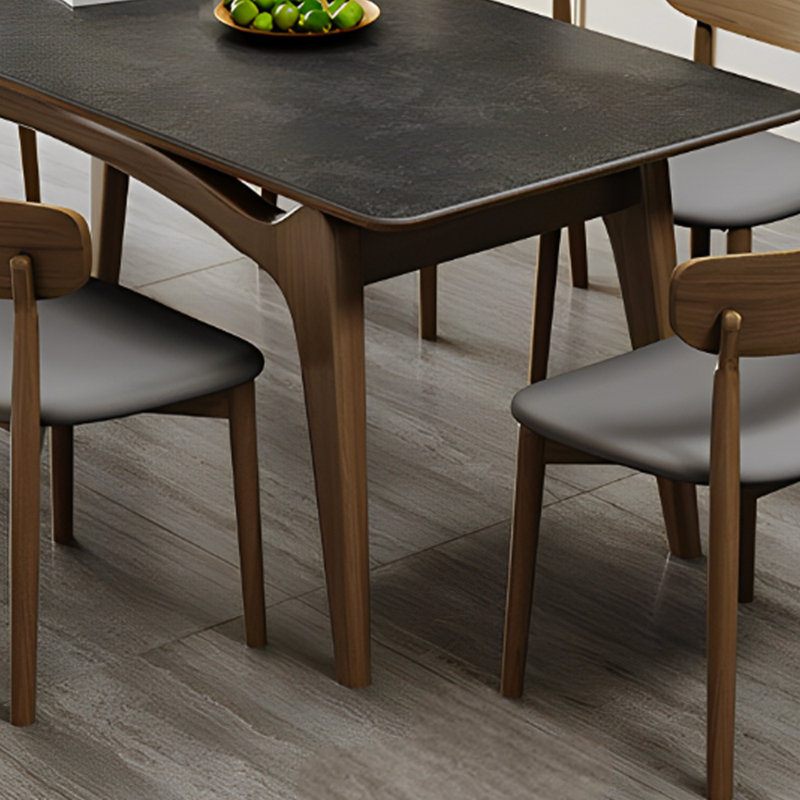 Ensemble de table à manger moderne en bois de frêne simple, Gris foncé, H 29,52 po x L 55,11 po x l 31,49 po