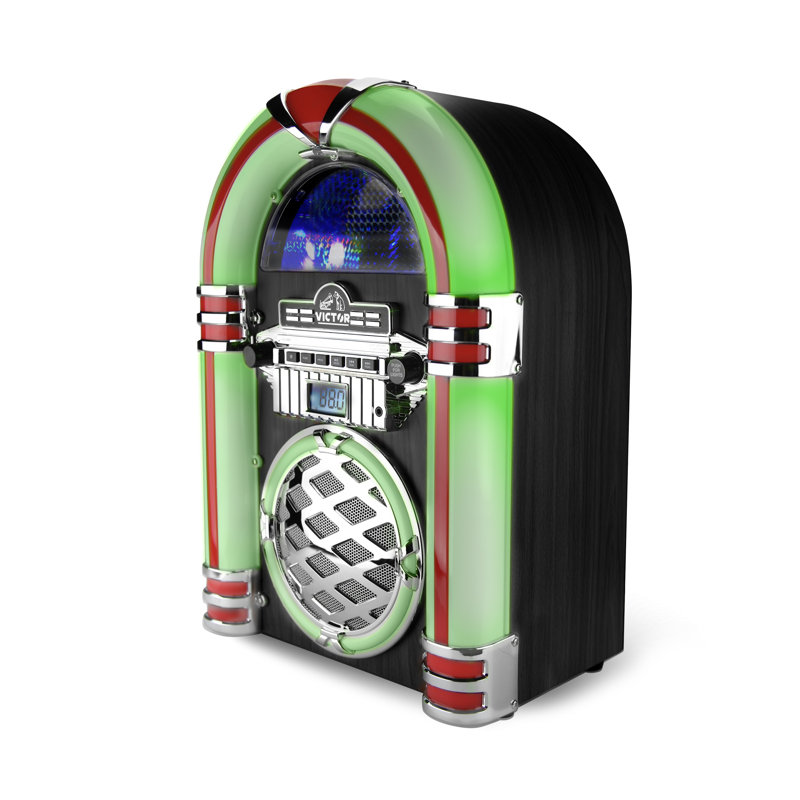 Victor Black Retro Bluetooth Jukebox Speaker with Multicolor LED Lighting