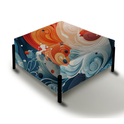 Yin And Yang Symmetry - Oriental Large Square Ottoman