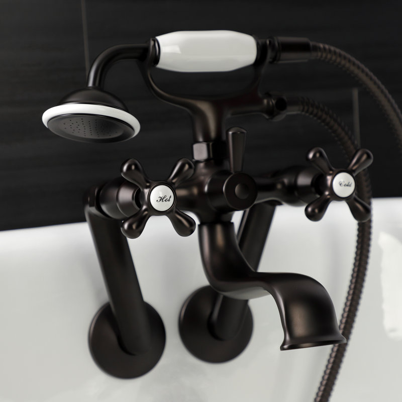 Oil Rubbed Bronze Wall Mount Clawfoot Tub Faucet with Hand Shower