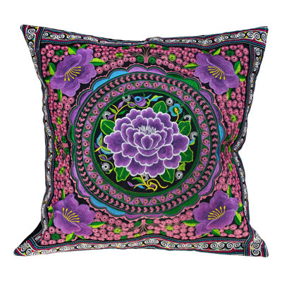 Furnishings Embroidered Cotton Outdoor Pillow Cover