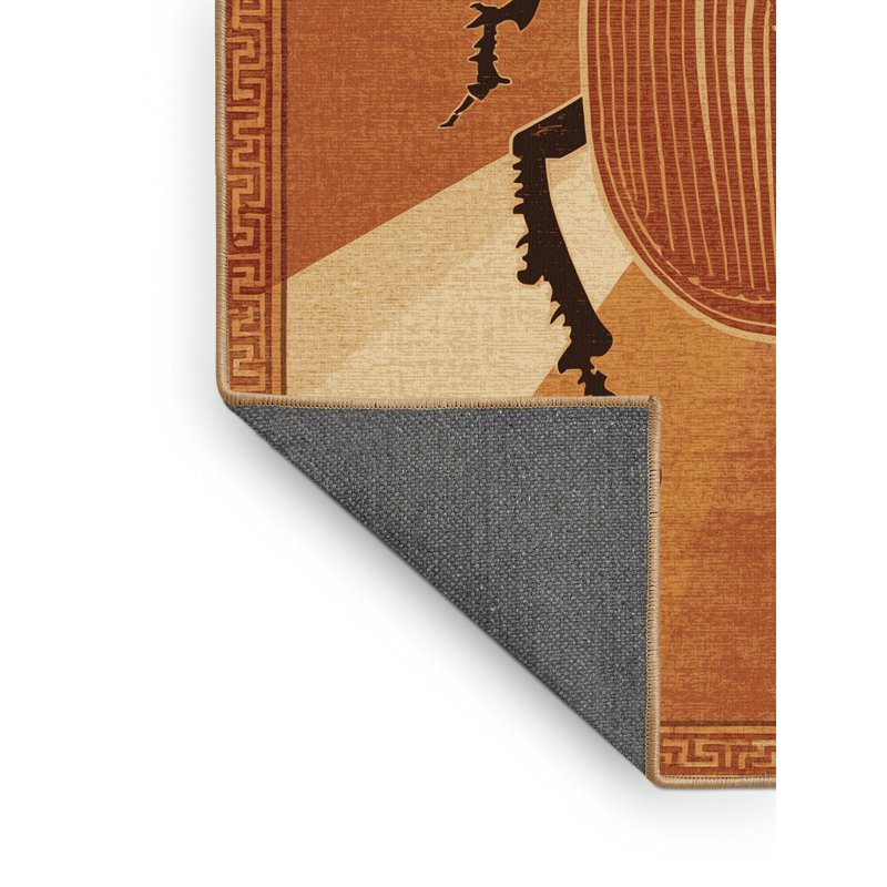 Tapis oriental doux et moelleux de style oriental Macalester - reliure brun clair, 8 x 12