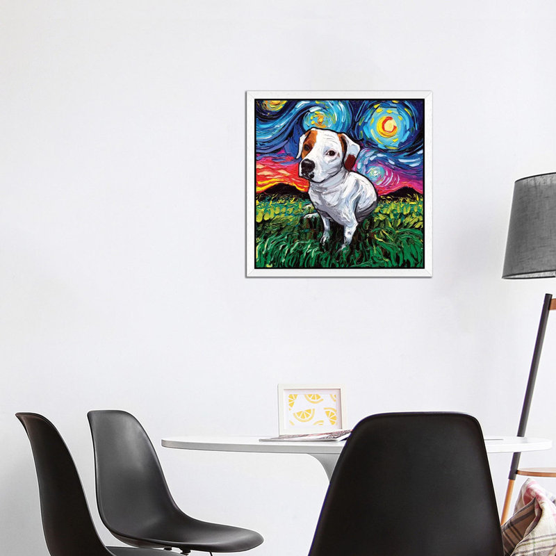 Miss Mickey Night - Painting on Canvas, 66.04 cm H x 66.04 cm W, White Framed