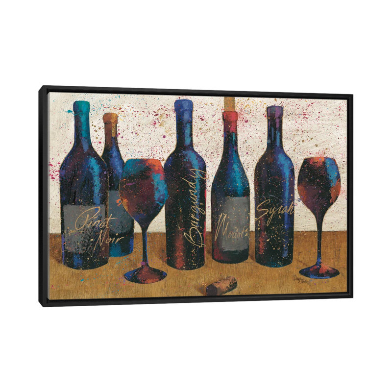 «Wine Splash Light I» par All That Glitter - reproduction d'art, H 40 po x l 60 po x 1,5 po, Toile avec cadre noir