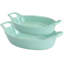 Martha Stewart Stoneware 2 Piece Oval Baker Set In Mint
