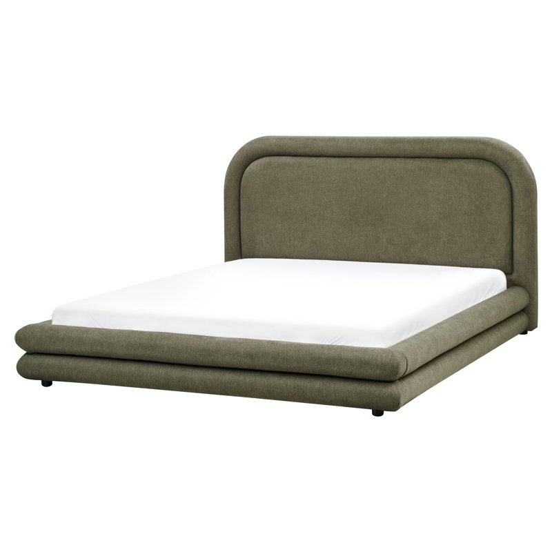 Bed Faux Linen LAVARDENS 200 cm, Green, European Kingsize (160 x 200 cm)