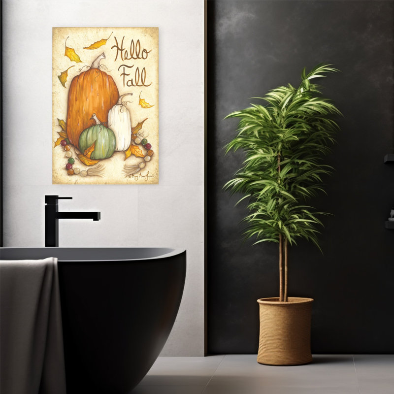 «Hello Fall», art abstrait de fruits, H 24 po x l 16 po